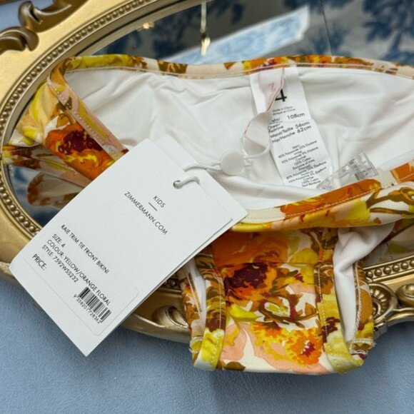 🆕 ZIMMERMANN KIDS 🧿 NWT Raie Trim Tie Front Bikini, Yellow Floral - Sz 4Y - Picture 15 of 15